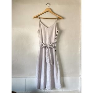 AMERICAN EAGLE | Women's XS Oatmeal Linen Blend Sleeveless Side Button Dress